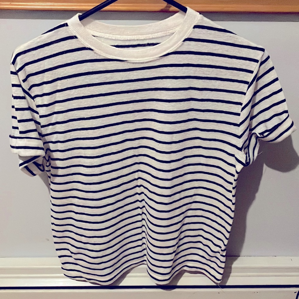 A New Day T-Shirt - Black and white striped, XS women
